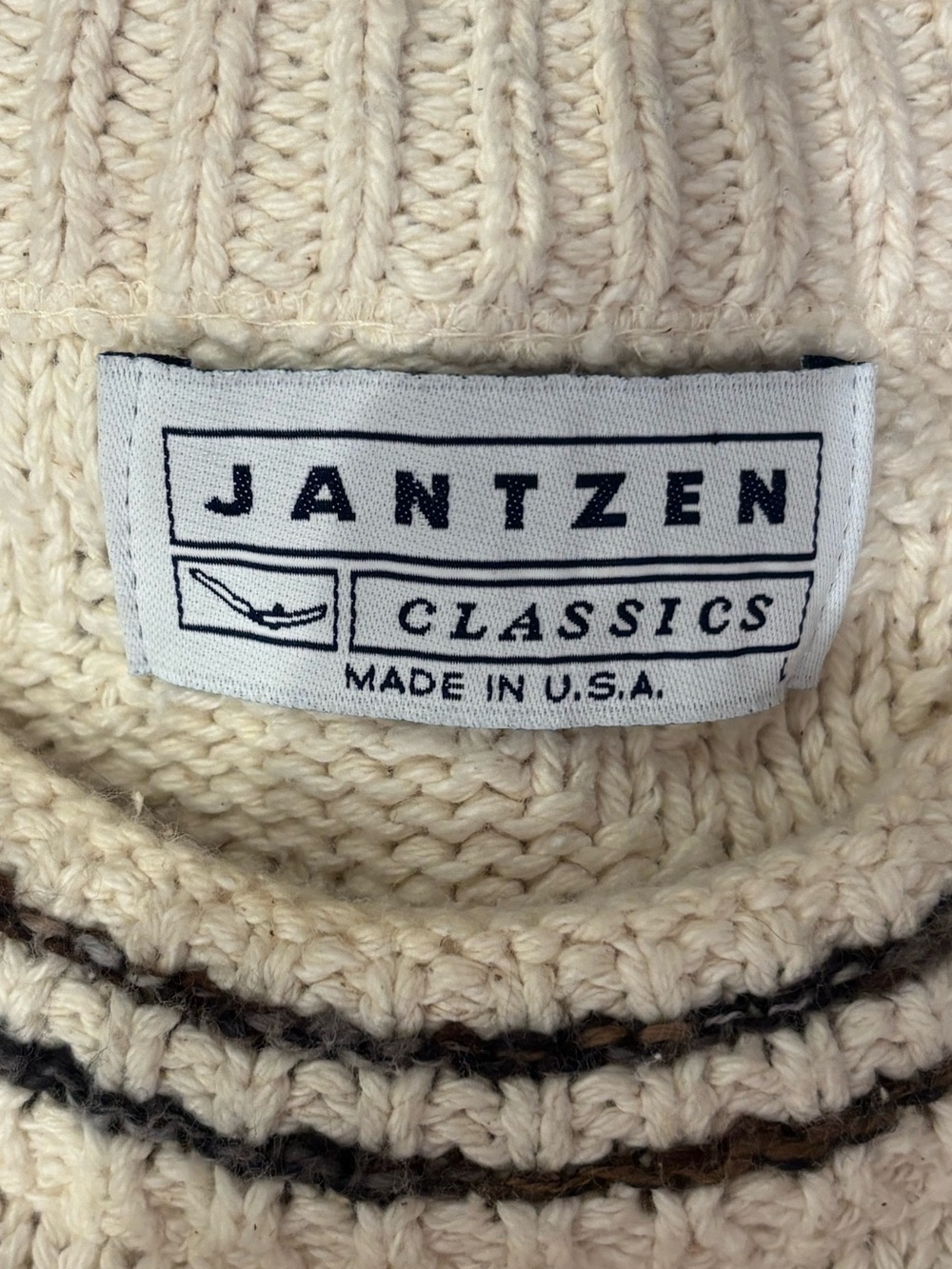 Vintage Jantzen Crewneck Knit Sweater Embroidered Forrest Animals Size L - Picture 7 of 8